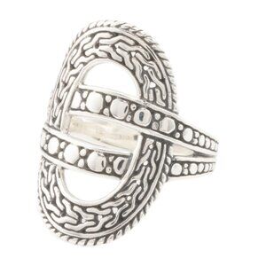 ANNIKA WITT Bali Sterling Silver Oxidized Open Oval Textured Ring